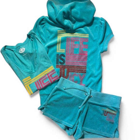 Juicy Couture Vintage Teal Terry tracksuit three piece set size small